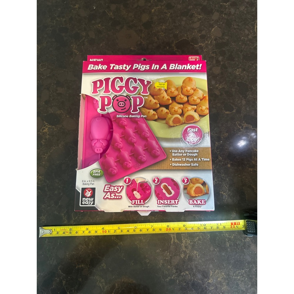 Piggy Pop Silicone Baking Pan Ontel Pink 12 Pigs In A Blanket Mold BPA Free NEW